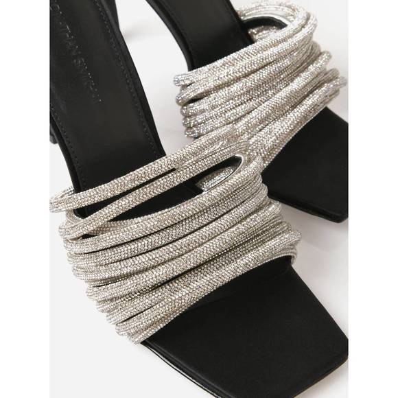 NEW JONATHAN SIMKHAI women's lena multi strap crystal mule in black - Picture 4 of 5